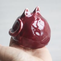 Image 9 of Small Red Ceramic Cat, Handcrafted Cat Sculpture, Indoor Outdoor, Made in USA