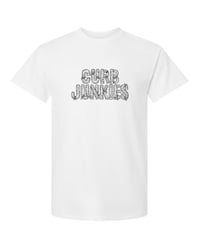 Image 1 of CJ "DAMAGED" T-shirt (black on white) 