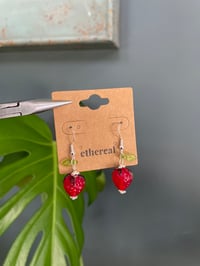 Image 1 of Silver Statement Strawberry Earrings