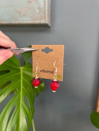Image 3 of Silver Statement Strawberry Earrings