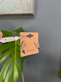 Image 1 of Green Gem Huggie Earrings