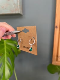 Image 2 of Green Gem Huggie Earrings