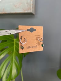 Image 3 of Green Gem Huggie Earrings