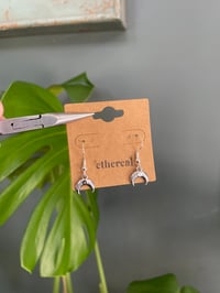 Image 1 of Silver Droopy Crescent Moon Earrings