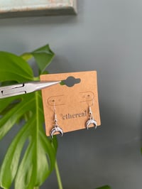 Image 2 of Silver Droopy Crescent Moon Earrings