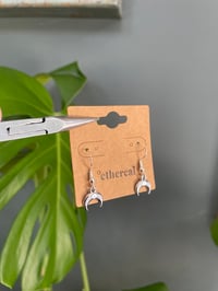 Image 4 of Silver Droopy Crescent Moon Earrings