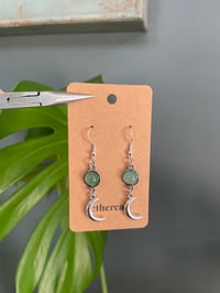 Image 2 of Green Aventurine & Crescent Moon Earrings