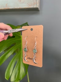 Image 4 of Green Aventurine & Crescent Moon Earrings