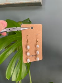 Image 1 of Triple Faux Pearl Gold Earrings