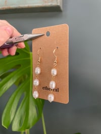 Image 2 of Triple Faux Pearl Gold Earrings