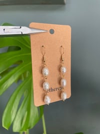 Image 3 of Triple Faux Pearl Gold Earrings