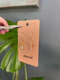 Image 4 of Gold Lock & Key Earrings