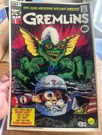 Gremlins screen print signed by Howie Mandel, Zach Galligan, & Joe Dante
