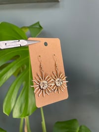 Image 3 of Statement Gold Smiling Sun Earrings