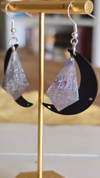 Image 3 of Moonlit magic d4 dice earrings