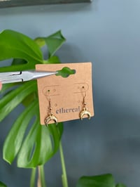 Image 1 of Gold Droopy Crescent Moon Earrings
