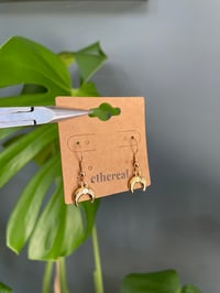 Image 2 of Gold Droopy Crescent Moon Earrings