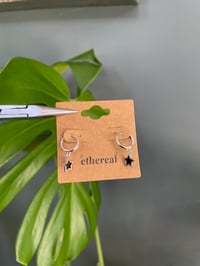 Image 1 of Dainty Silver Star Hoop Earrings