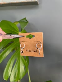 Image 2 of Dainty Silver Star Hoop Earrings