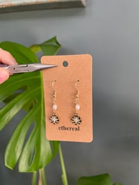 Image 2 of Faux Pearl & Cubic Zirconia Gold Dangly Earrings