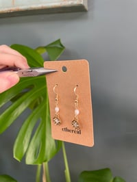 Image 3 of Faux Pearl & Cubic Zirconia Gold Dangly Earrings