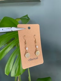 Image 4 of Faux Pearl & Cubic Zirconia Gold Dangly Earrings