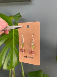 Image 4 of Dainty Silver Cherry Fruit Earrings