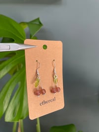 Image 3 of Dainty Silver Cherry Fruit Earrings