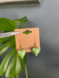 Image 1 of Green Heart Earrings