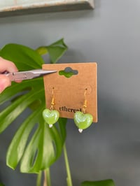 Image 2 of Green Heart Earrings