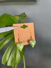 Image 3 of Green Heart Earrings