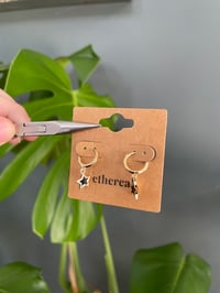 Image 2 of Dainty Gold Star Hoop Earrings