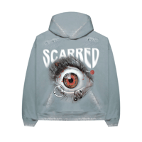 Image 1 of "Scarred" Distressed Sun Wash Hoodie