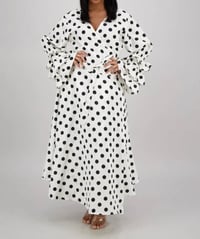 Image 3 of Polka Dot Wrap Dress (3 Colors)
