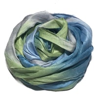 Image 1 of Ready To Ship! 10YD. FLANNEL HAND DYED SARI SILK RIBBON BY COLOR BURST SILK