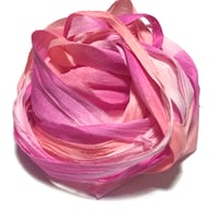 Image 8 of Ready To Ship! 10YD. ISLAND FLOWER HAND DYED SARI SILK RIBBON BY COLOR BURST SILK