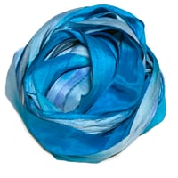 Image 1 of 10YD. POOLSIDE HAND DYED SARI SILK RIBBON BY COLOR BURST SILK