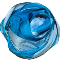 Image 2 of 10YD. POOLSIDE HAND DYED SARI SILK RIBBON BY COLOR BURST SILK
