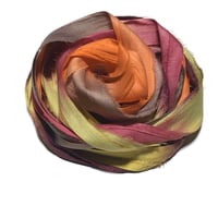 Image 3 of 10YD. FALL MUMS HAND DYED SARI SILK RIBBON BY COLOR BURST SILK