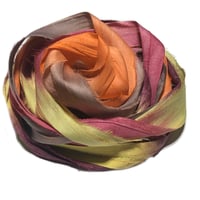 Image 4 of 10YD. FALL MUMS HAND DYED SARI SILK RIBBON BY COLOR BURST SILK