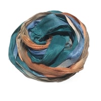 Image 1 of 10YD. BARRIER REEF HAND DYED SARI SILK RIBBON BY COLOR BURST SILK