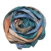 Image 2 of 10YD. BARRIER REEF HAND DYED SARI SILK RIBBON BY COLOR BURST SILK