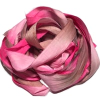 Image 2 of 10YD. CHERRY BLOSSOM HAND DYED SARI SILK RIBBON BY COLOR BURST SILK