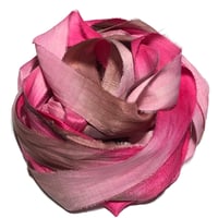 Image 3 of 10YD. CHERRY BLOSSOM HAND DYED SARI SILK RIBBON BY COLOR BURST SILK