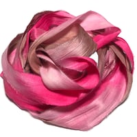 Image 4 of 10YD. CHERRY BLOSSOM HAND DYED SARI SILK RIBBON BY COLOR BURST SILK