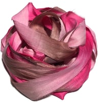 Image 1 of 10YD. CHERRY BLOSSOM HAND DYED SARI SILK RIBBON BY COLOR BURST SILK