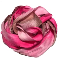 Image 5 of 10YD. CHERRY BLOSSOM HAND DYED SARI SILK RIBBON BY COLOR BURST SILK