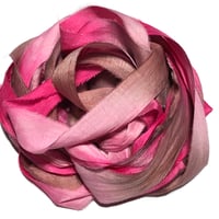 Image 7 of 10YD. CHERRY BLOSSOM HAND DYED SARI SILK RIBBON BY COLOR BURST SILK