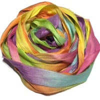 Image 3 of 10YD. HIPPIE UNICORN HAND DYED SARI SILK RIBBON BY COLOR BURST SILK