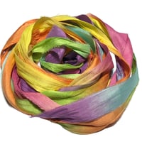 Image 4 of 10YD. HIPPIE UNICORN HAND DYED SARI SILK RIBBON BY COLOR BURST SILK